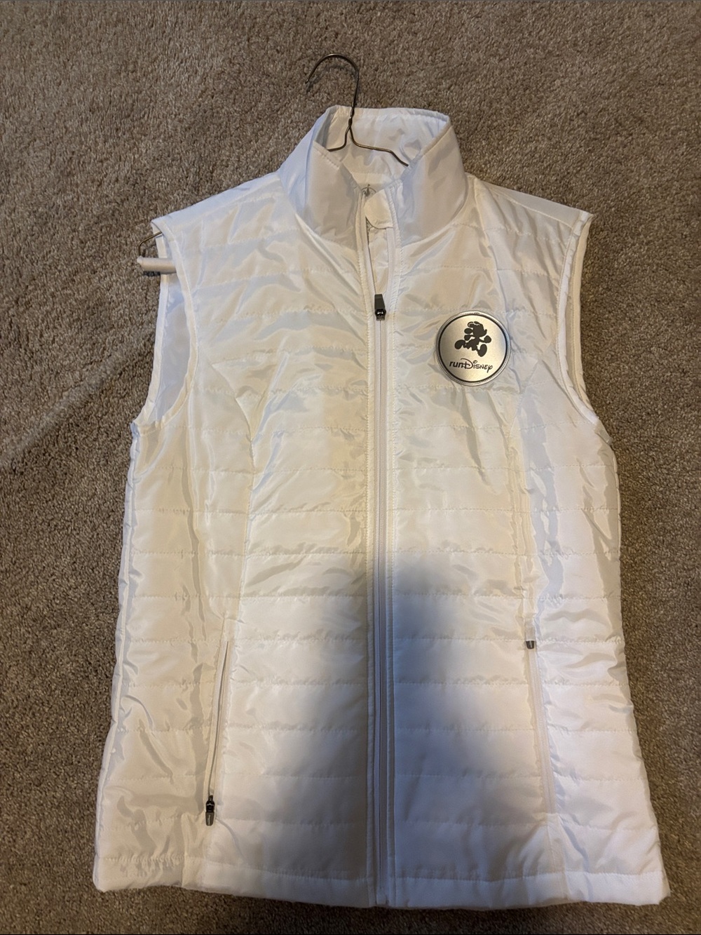 Disney White Quilted Packable Women's Vest with Logo Patch